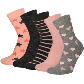 Apollo Girls Socks Multi Pink 5-Pack