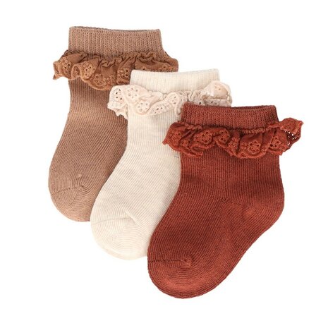 Apollo Babysok Kant Bruin/Beige/Taupe 3-Pack