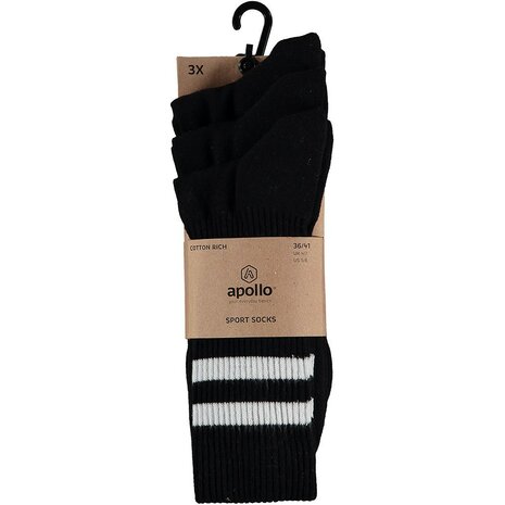 Apollo Sport Socks Zwart 3-Pack